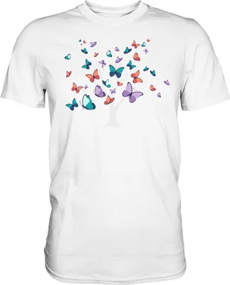 Produktbild von Frauen Bunter Schmetterling Baum T-Shirt – White / XL