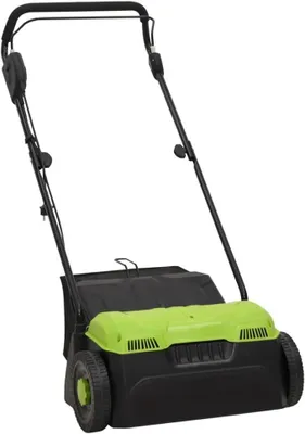Zdjęcie produktu dla Elektryczny aerator i vertikutator 2 w 1 o mocy 1500 W, szerokość robocza 36 cm, pojemnik na odpady 30 L, regulowana wysokość pracy, ostrza i pazurki do pielęgnacji ogrodu i usuwania mchu