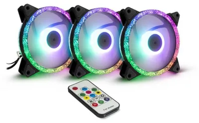 Produktbild von Argus RS-07 RGB Set120x120x25 (schwarz, 3er Set inkl. Fernbedienung, 120 mm)
