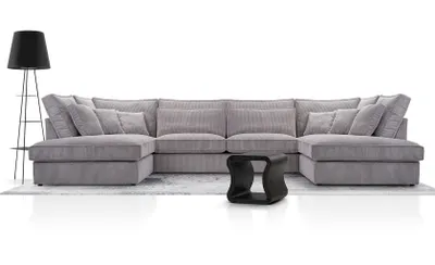 Produktbild von AX LIVING Graue Eckcouch Wohnlandschaft XXL U Form Celleri U 407 cm