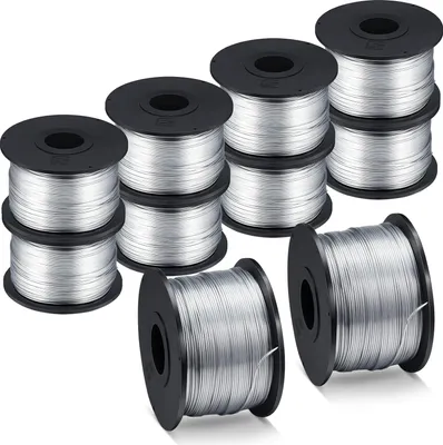 Image de Fil de ligature Rebar, 10 pièces de 110m 0,8 mm en acier Rebar Tie Wire Bobine de fil d'armature en acier à faible teneur en carbone Fil de ligature de remplacement pour machine à ligaturer les armatures automatique