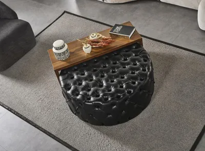 Produktbild von Couchtisch Tisch Beistelltisch Wohnzimmer Modern Schwarz Kunstleder
