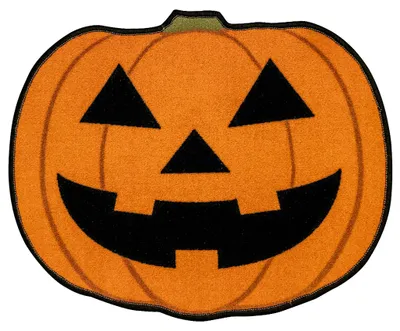 Produktbild von Oranger Halloween Kürbis Teppich als Deko Accessoire 70x55cm