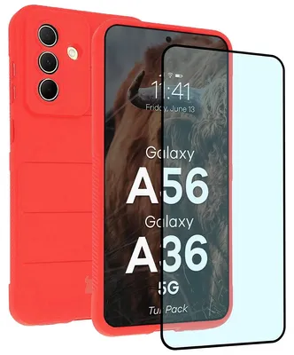 Produktbild von Robuste Handyhülle + gehärtetem Glas für Galaxy A36 5G / Galaxy A56 5G, Bizon Tur Pack, Rot