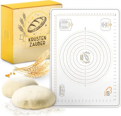 Produktbild von KRUSTENZAUBER Backmatte Silikon als Brot backen Zubehör - 50x70cm Antihaft Teigunterlage zum Ausrollen & Backen - Teigmatte als Backunterlage