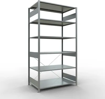 Produktbild von Schulte Fachbodenregal MULTIplus150 Stecksystem | Grundregal | HxBxT 250x130x80cm | 6 Ebenen | Fachlast 150kg | Verzinkt
