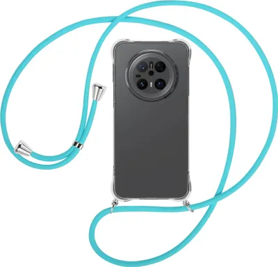 Produktbild von Handykette Backcover-Schutzhülle mit Band (Metall silberfarben) für Huawei Mate 70 - türkis