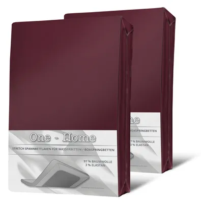 Produktbild von 2 Spannbettlaken 180x200 - 200x220 cm bordeaux Elasthan Boxspringbett Wasserbett