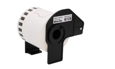 Produktbild von Thermofarbband DK-22212 für Brother – 62mm weiße Endlosfolie, 15,24m, permanent klebend