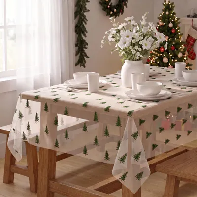 Tüll-Tischdecke mit Stickerei, 150x213 cm, weiß