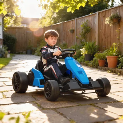 Produktbild von Kinder-Elektro-Go-Kart 24V Drift-Modus, 2×150W Motoren, Go-Kart 5-Punkt-Gurt verstellbarer Sitz, Blau | 115x77x55,5 cm | 6–18 km/h | 6–12 Jahre