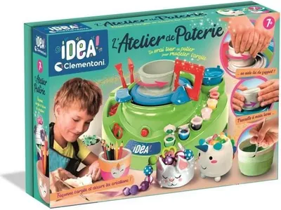 Zdjęcie produktu dla Elektryczne Koło Garncarskie Clementoni, Zestaw do Ceramiki z Gliną, Farbami i Formami, Od 7 lat