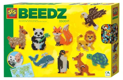 Produktbild von SES Creative Beedz 06207 Bügelperlen-Set, Tiere aus aller Welt, 3500 Perlen für internationale Tiermotive, 3500 Stück(e), 5 Jahr(e), Junge/Mädchen, Kind, Mehrfarbig, Nicht für Kinder unter 36 Monaten geeignet