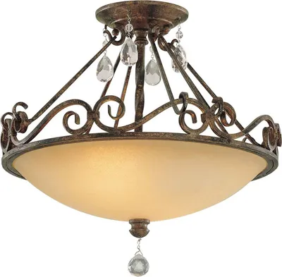 Immagine prodotto di Plafoniera in metallo vetro Ø 39,2 cm in bronzo antico crema E27 Plafoniera a 2 luci in cristallo rustico rotondo