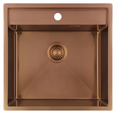 Immagine prodotto di Lavello Pure.Sink Luxion in rame, 51 x 50 cm, con piano di appoggio per rubinetto (Tapwing), modello PLX5150T-62