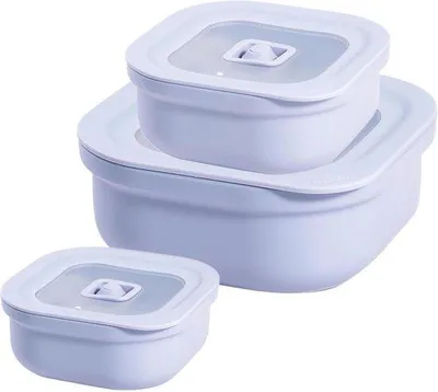 Zdjęcie produktu dla Zestaw 3 pojemników do przechowywania żywności z pokrywką - pojemniki do mikrofalówki, pojemniki do przygotowywania posiłków, wolne od BPA, szczelne pojemniki do przechowywania w lodówce i mikrofalówce