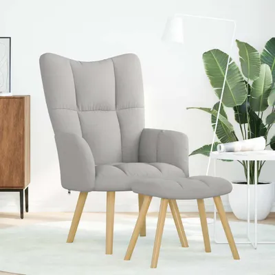 Immagine prodotto di Sedia Relax con Poggiapiedi Grigio Nuvola in Tessuto