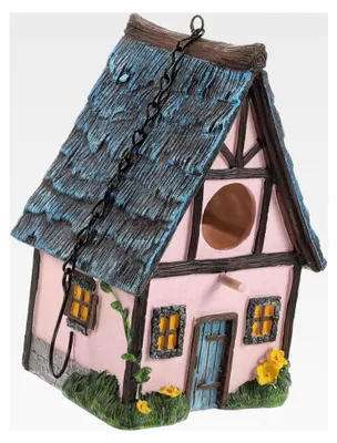 Produktbild von Vogelhaus aus Kunstharz Klein Hängend mit Nistkasten Wetterfest für Garten Balkon und Terrasse