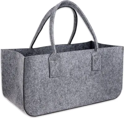 Produktbild von Schramm plstěná taška Plstěná taška v tmavě šedé barvě 50x25x25 cm taška na palivové dřevo dřevěný koš nákupní taška plstěný koš koš na noviny nákupní taška