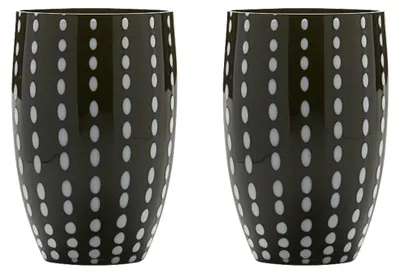 Produktbild von Zafferano Perle Schwarzes Glas - Farbiges mundgeblasenes Glas, 32 cl, handgefertigt - Set mit 2 handgefertigten Bechern für Wasser oder Cocktails
