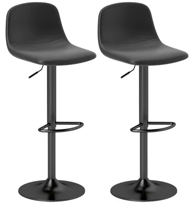 Image de 2 tabourets de bar réglables – Similicuir | Couleur : Gris | Dimensions : 40,5 x 44 x 84-104 cm