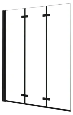 Produktbild von Duschspa 130x140cm Schwarz Badewanneaufsatz 3-teilig Faltwand 6mm ESG Nanoglas Duschwand