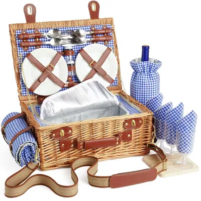 Image de Ensemble de pique-nique en osier pour 4 personnes, avec compartiment isotherme