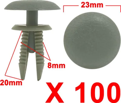 Image de 100pc Gris Porte Garniture Aile 8mm Trou Plastique Rivet Attache pour Auto