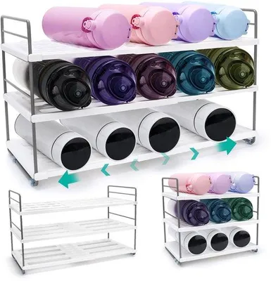 Image de Porte-bouteilles extensible, porte-bouteilles pour réfrigérateur, porte-bouteilles de vin empilable, porte-bouteilles pour réfrigérateur, porte-bouteilles de vin, organiseur de bouteilles extensible 27-42 cm pour la cuisine, le réfrigérateur et les placards