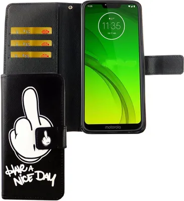 Imagen del producto de Funda para teléfono móvil Motorola Moto G7, tipo cartera con compartimento para tarjetas. ¡Que tenga un buen día!