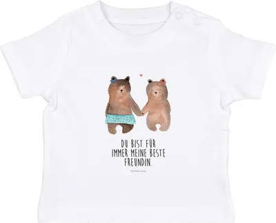 Produktbild von Mr. & Mrs. Panda Babyshirt Bär Freundin 12. - 18. Monat - Weiß - Geschenk,  T-Shirt, Kinder Top, Kleinkind Shirt, Oberteil, Baby, Teddy
