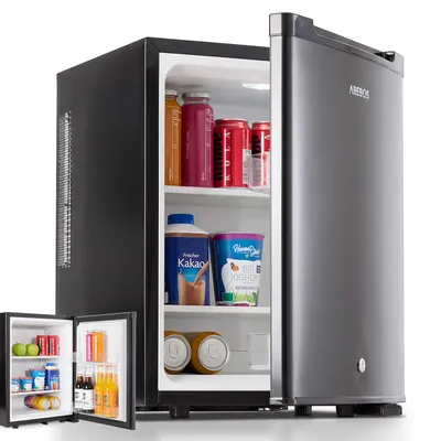 Obrázek produktu pro AREBOS Mini lednička 40 l, tichý minibar, uzamykatelná lednička na nápoje, regulace teploty pomocí LED, kompaktní kancelářská lednička, černá