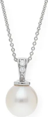 Produktbild von Kettenanhänger Weißgold 585 Süßwasser Zuchtperle Brillanten JL10-02-1103 JuwelmaLux