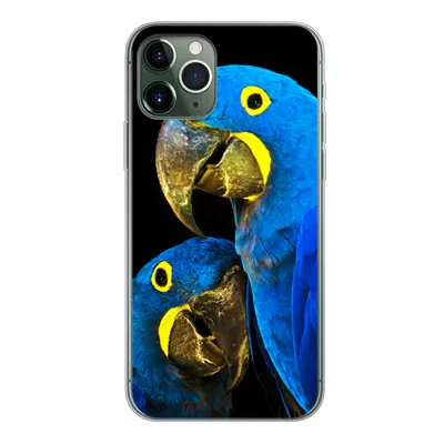 Produktbild von MuchoWow® Handyhülle Schutzhülle Hülle für iPhone 11 Pro Papagei - Vogel - Federn - Blau Silikon Softcase Handy Hülle - Handy