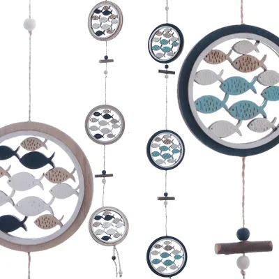 Produktbild von Hänger Fische Holz Maritim 2sort. Türschild Wanddeko Fensterdeko Ø9cm L80cm Deko