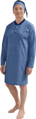 Immagine prodotto di Camicia da notte a maniche lunghe Martel Mikolaj - 100 % cotone - Blu