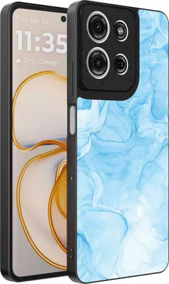 Produktbild von Passend für Motorola Edge 50 Handytasche mit Marmordruck - TPU Rückseite Fall Marmor Design - Hellblau - Smartphonica