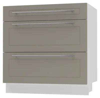 Productafbeelding van Ladekast KVANTUM, gedeeltelijk uitschuifbaar, 80 cm. Kleur van de kast en de deuren naar keuze (Q-D3M/80), verkrijgbaar in beige mat en wit