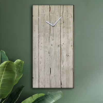 Produktbild von Wohnzimmer Leinwand Uhr Geräuschlos Küche 30x60 Weiß, Holz, Motive, Textur, weiße Zeiger