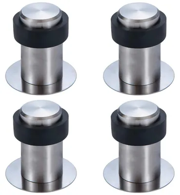 Produktbild von 4 selbstklebende Türstopper, schützen Möbel und Wände vor Türgriffen und -knöpfen, Türstopper aus Edelstahl für alle Türen mit Gummipuffer