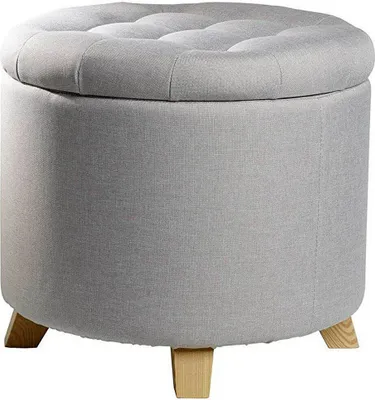 Produktbild von Echtwerk Sitzhocker/ Fußhocker mit Stauraum, Abnehmbarer Deckel, Gepolsterte Sitzfläche, 45 x 45 x 41 cm, Grau