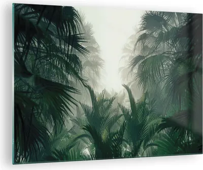 Produktbild von Bilder auf glas - Einteilig - Dschungel Blätter Palmen - 70x50cm - Glasbilder - Wandbilder - Bilder - zum Aufhängen bereit - Wanddekoration aus Glas - Glas Bilder - Wandbild auf Glas - GAA70x50-4504