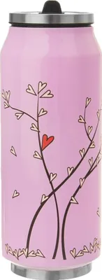 Produktbild von Orion Thermobecher | Isolierbecher | Thermosflasche BAUM MIT HERZEN dosenförmig aus Stahl auslaufsicher doppelwandig 400 ml
