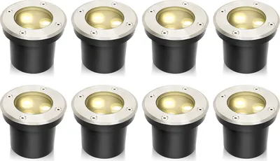 Produktbild von Aopunly 8x 3W Bodenleuchte IP65 Außen LED Leuchte Bodeneinbaustrahler Bodenstrahler Bodenlampe Warmweiß