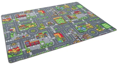 Produktbild von Straßenteppich Beidseitig Kinder Spielteppiche, Größe:100x165 cm, Design:Duoplay
