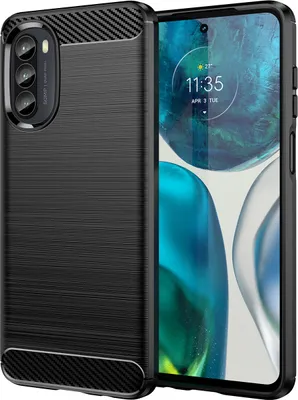 Produktbild von Moto G52 Hülle, Carbon-Faser TPU Silikon Stoßfest Schutzhülle für Motorola Moto G52 / G82 / G71S Schwarz