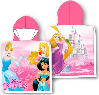 Produktbild von Disney Prinzessin Kinder Poncho Badetuch mit Kapuze Strandtuch 50x100cm