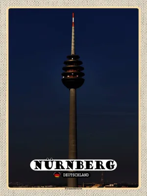 Produktbild von vianmo Holzschild 40x30 cm Nürnberg Fernmeldeturm Gemälde Bildmotiv Reisemotiv Abenteuer Reisen