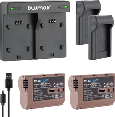 Blumax Set mit Lader für Nikon EN-EL15C D7500 Z71600mAh Kamera-Akku