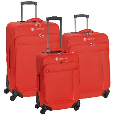 Produktbild von Check.In Madrid 3er Set Weichgepäck Trolley 4-Rollen Koffer 56-221072, Farbe:Rot